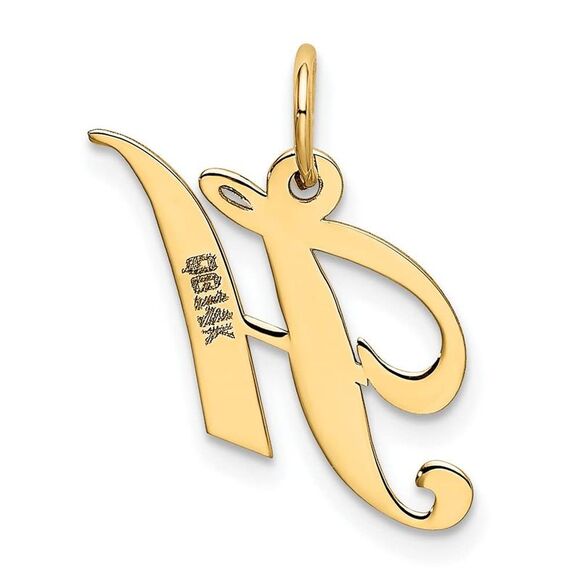 10k Yellow Gold Small Fancy Script Initial H Charm - Picture 8 of 8